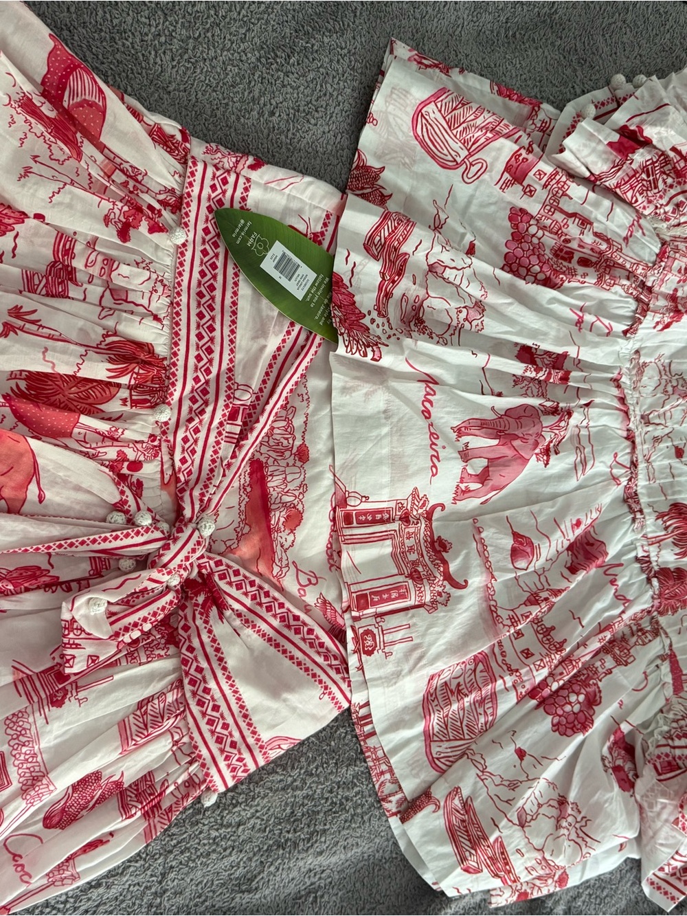 FARM Rio White and Red Toile Two-Piece Ruffle skirt and top set - Picture 4 of 6